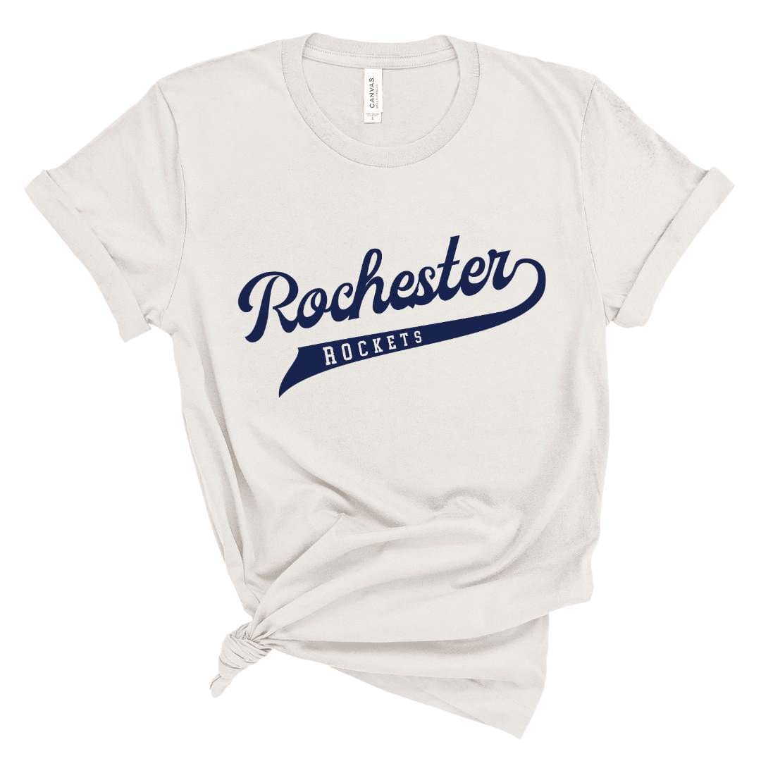 3001 vintage white Adult Unisex Bella + Canvas -Rochester Rockets Banner - Vintage White