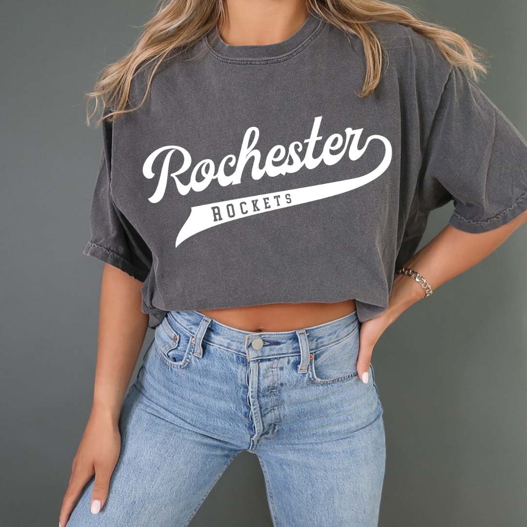 1717 grey Adult Unisex Comfort Colors -Rochester Rockets Banner - Pepper