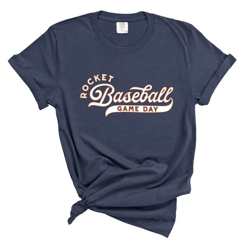 1717 grey Adult Unisex Comfort Colors -Rocket Baseball Game Day XS / Navy