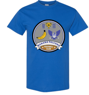 dBoldTees & DTF Transfers Banana Falcons Soccer Heavy Cotton T-Shirt 5000 Full Front - TS017 Royal / Youth XS