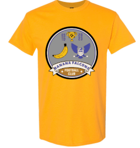 dBoldTees & DTF Transfers Banana Falcons Soccer Heavy Cotton T-Shirt 5000 Full Front - TS017 Yellow / Youth XS