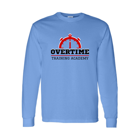 dBoldTees & DTF Transfers Blue Overtime Training Academy Logo 7 Gildan Long Sleeve T-Shirt - FR012 Youth XS