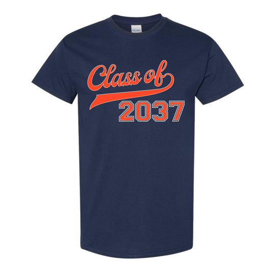 dBoldTees & DTF Transfers Class of 2037 Adult Unisex Gildan Heavy Cotton T-Shirt Design 1 Small / Navy