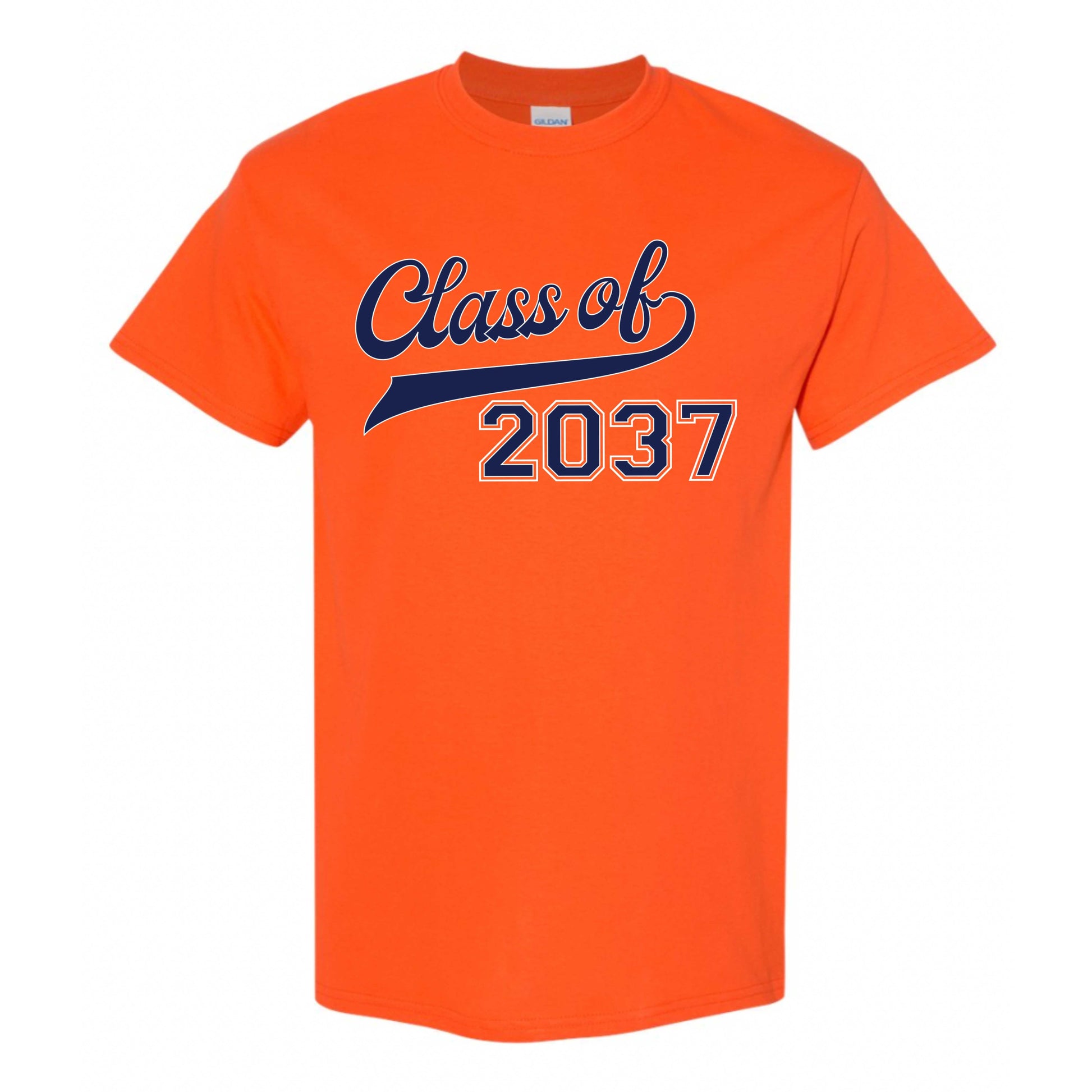 dBoldTees & DTF Transfers Class of 2037 Adult Unisex Gildan Heavy Cotton T-Shirt Design 1 Small / Orange