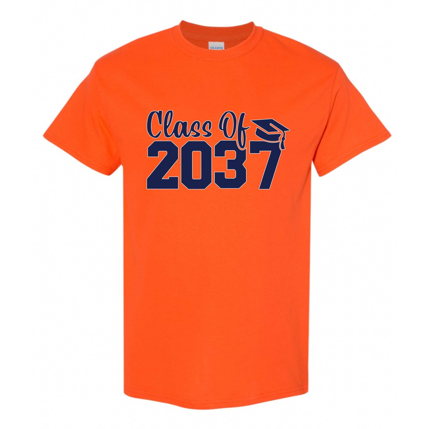 dBoldTees & DTF Transfers Class of 2037 Adult Unisex Gildan Heavy Cotton T-Shirt Design 2 Small / Orange