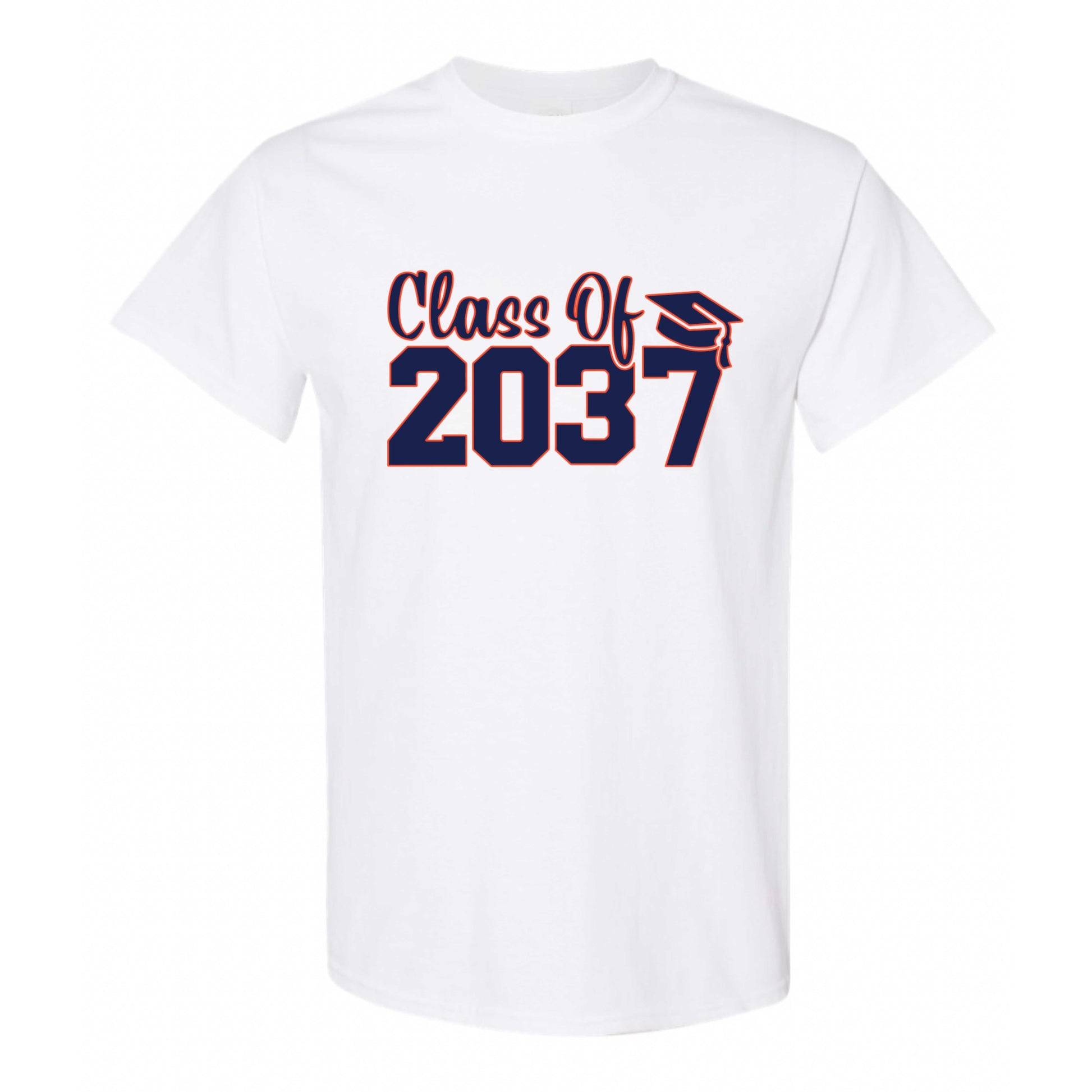 dBoldTees & DTF Transfers Class of 2037 Adult Unisex Gildan Heavy Cotton T-Shirt Design 2 Small / White