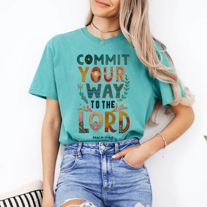 1717 sea foam Commit Your Way To The Lord Design - Graphic Tee Comfort Colors Seafoam