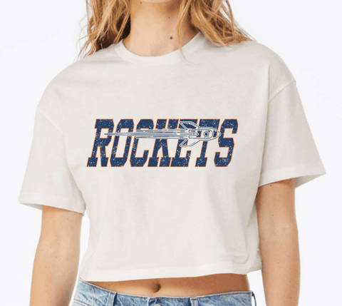 dBoldTees & DTF Transfers Distressed Rockets Bella + Canvas Crop Tee 6482 - RR001 Adult Small