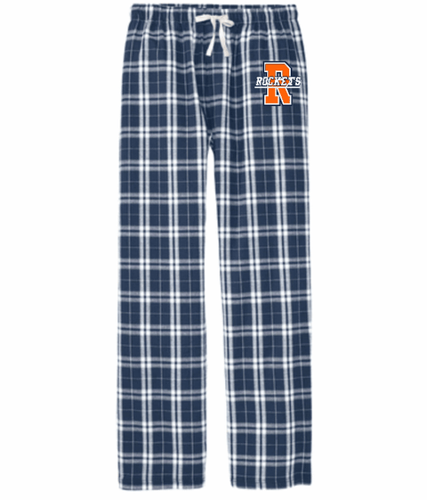 dBoldTees & DTF Transfers District ® Women’s Flannel Plaid Pant Rocket Logo - FR008 Adult XS / Navy