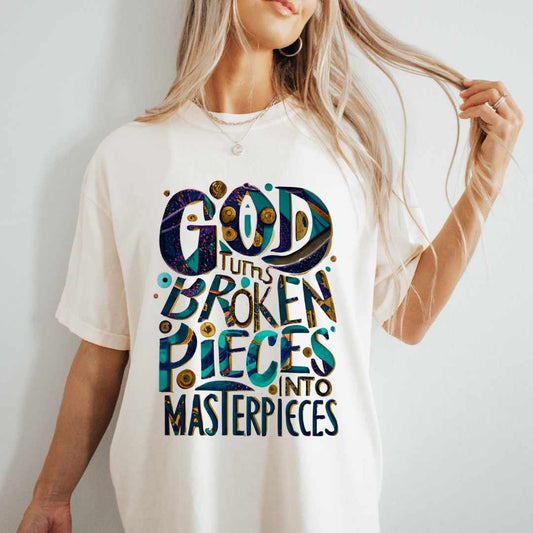 dBoldTees DTF Transfer DTF TRANSFER - 11003 God Turns Broke Pieces Into Masterpieces