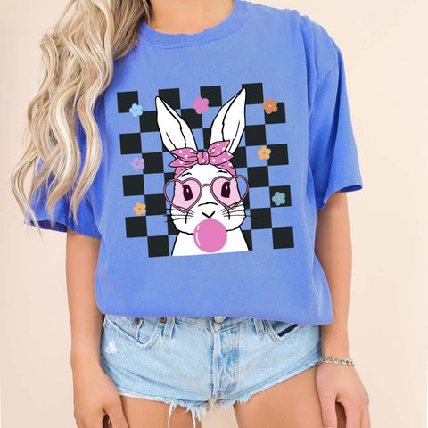 dBoldTees DTF Transfer DTF TRANSFER - Bunny Bubble Gum With Checkered 10028