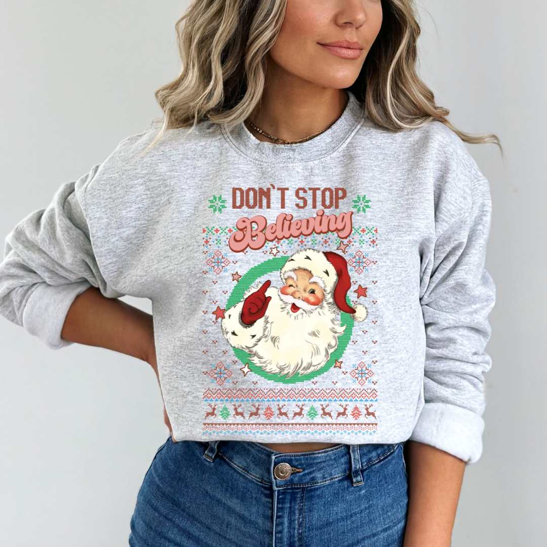 dBoldTees DTF Transfer DTF TRANSFER - Don't Stop Believin' Ugly Christmas Sweater 8213