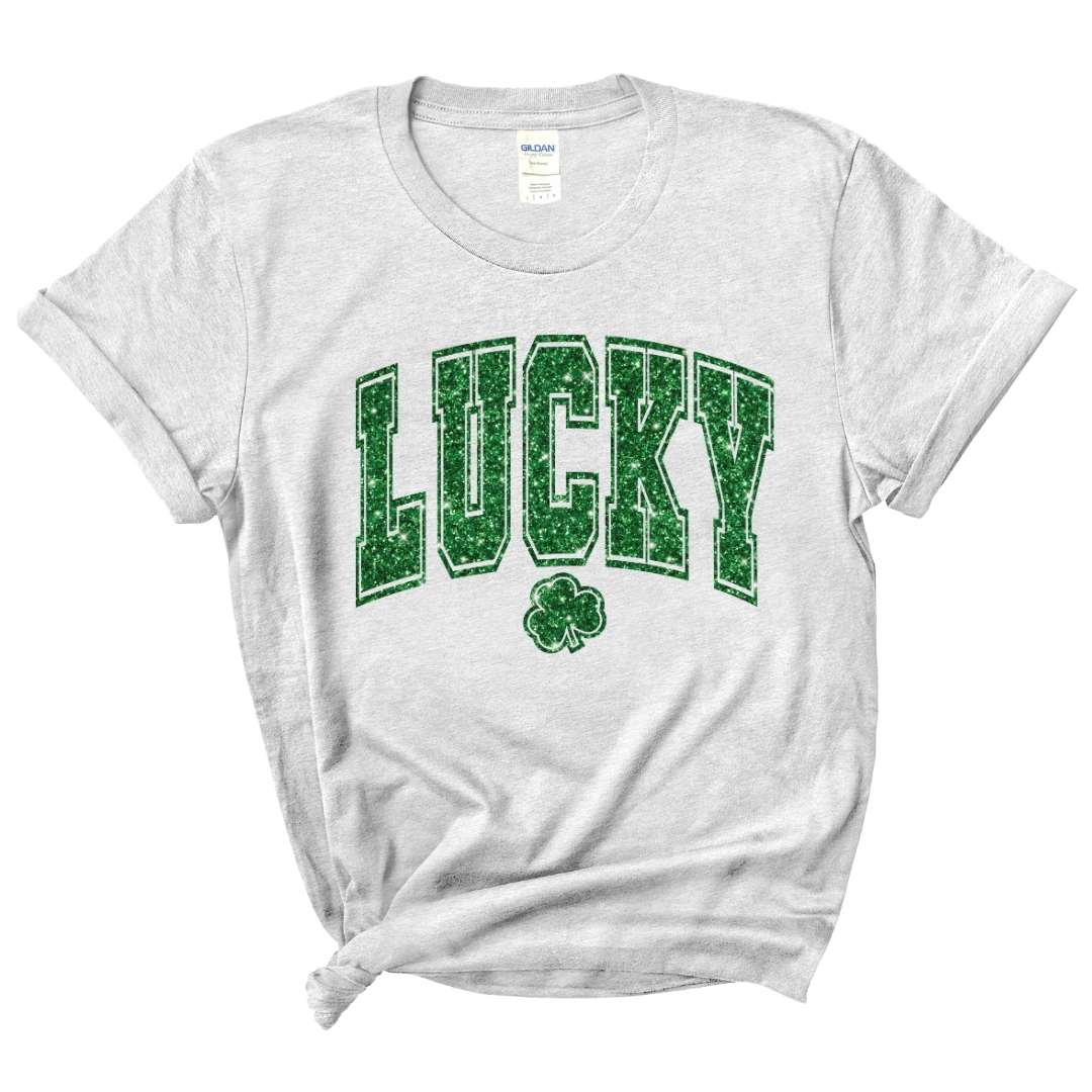 dBoldTees DTF Transfer DTF TRANSFER - Faux Glitter Lucky Shamrock 9069