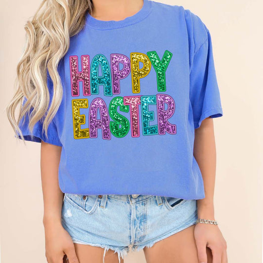 dBoldTees DTF Transfer DTF TRANSFER - Happy Easter Faux Sequin 10029