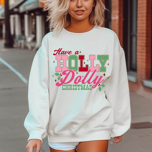 dBoldTees DTF Transfer DTF TRANSFER - Have A Holly Dolly Christmas NOT Distressed 8140