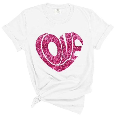 dBoldTees DTF Transfer DTF TRANSFER - LOVE Pink Faux Sequin 9020