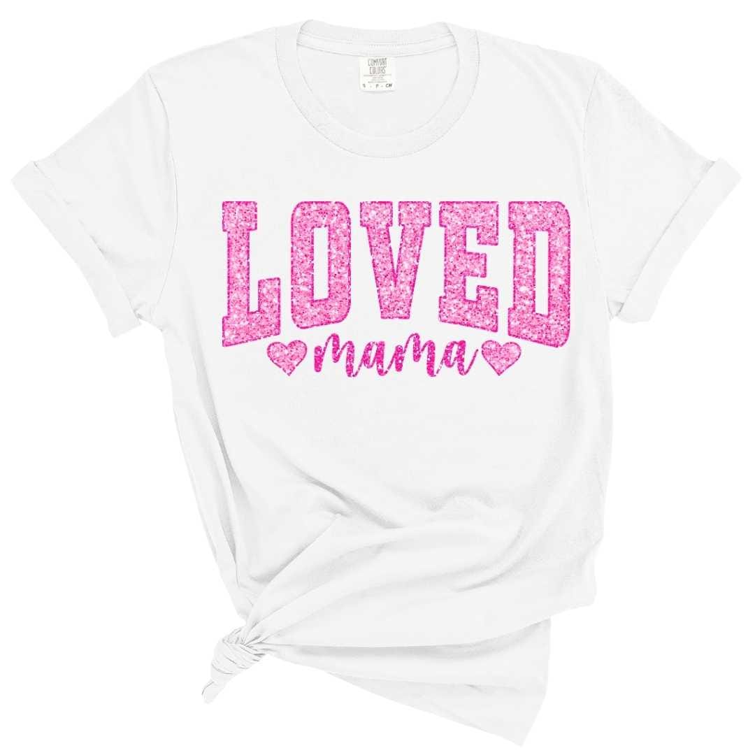 dBoldTees DTF Transfer DTF TRANSFER - Loved Mama Pink Faux Sequin 9011