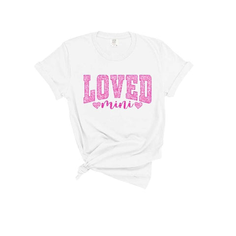 dBoldTees DTF Transfer DTF TRANSFER - Loved Mini Pink Faux Sequin 9012