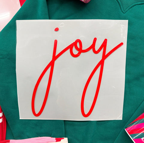 dBoldTees DTF Transfer PUFF TRANSFER - Cursive Joy Standard 11" / Red