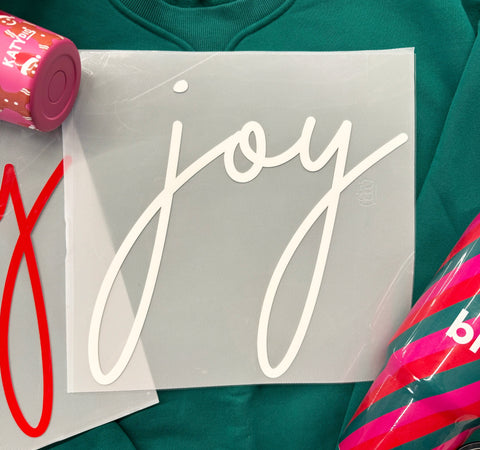 dBoldTees DTF Transfer PUFF TRANSFER - Cursive Joy Standard 11" / White