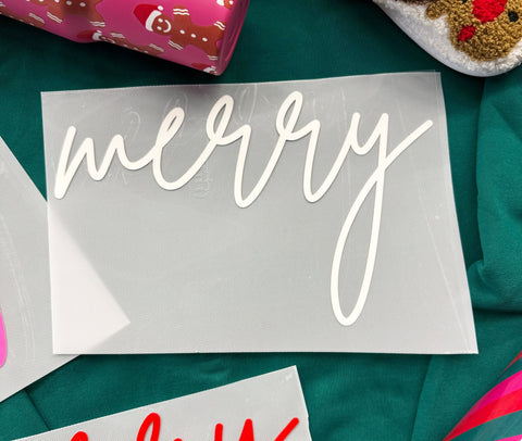 dBoldTees DTF Transfer PUFF TRANSFER - Cursive Merry