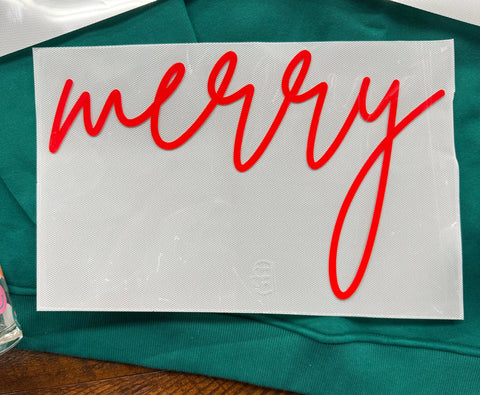 dBoldTees DTF Transfer PUFF TRANSFER - Cursive Merry