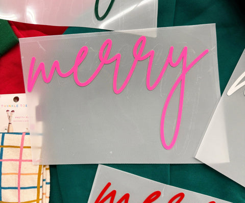 dBoldTees DTF Transfer PUFF TRANSFER - Cursive Merry