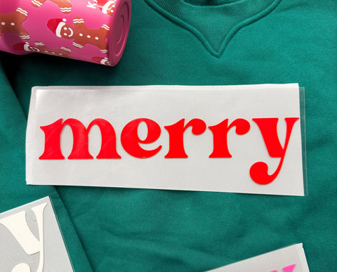 dBoldTees DTF Transfer PUFF TRANSFER - Lower Case Merry