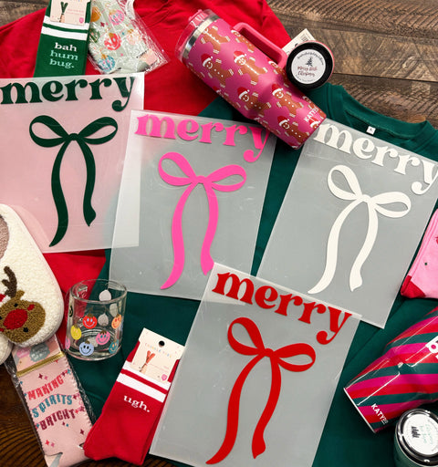 dBoldTees DTF Transfer PUFF TRANSFER - Merry Bow