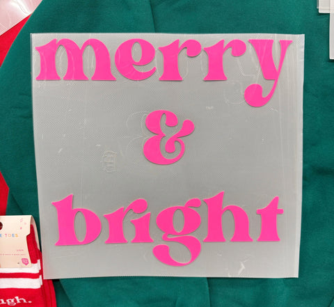 dBoldTees DTF Transfer PUFF TRANSFER - Merry & Bright Standard 11" / Bright Pink