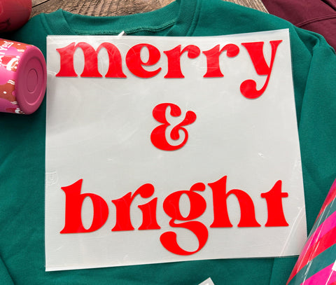 dBoldTees DTF Transfer PUFF TRANSFER - Merry & Bright Standard 11" / Red