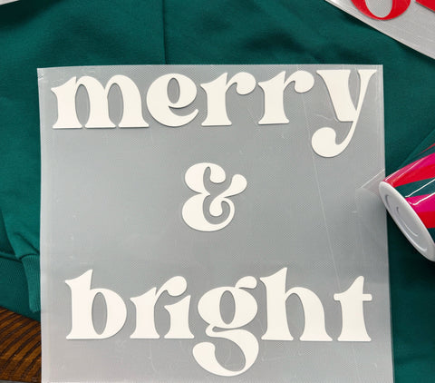 dBoldTees DTF Transfer PUFF TRANSFER - Merry & Bright Standard 11" / White