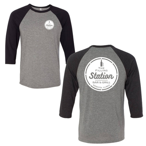 dBoldTees & DTF Transfers Filling Station Bella + Canvas Baseball T-Shirt DL - TS032 Adult Small / Gray/Black