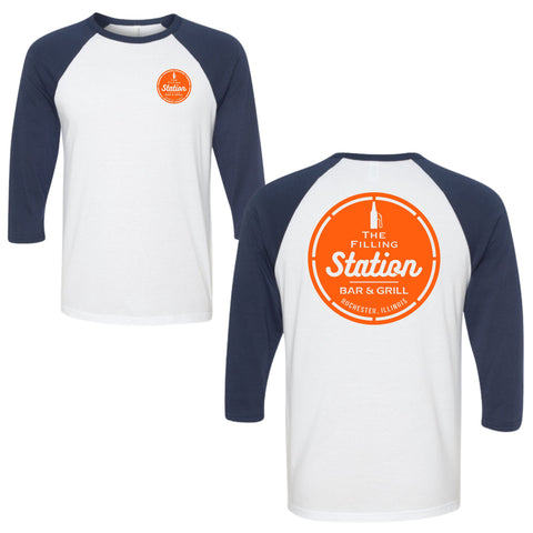 dBoldTees & DTF Transfers Filling Station Bella + Canvas Baseball T-Shirt DL - TS032 Adult Small / White/Navy