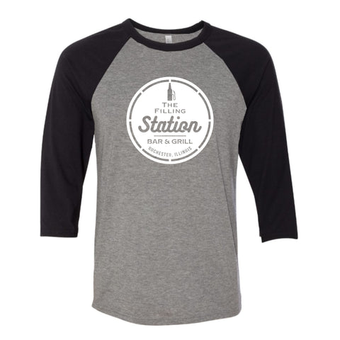 dBoldTees & DTF Transfers Filling Station Bella + Canvas Baseball T-Shirt SL - TS032 Adult Small / Gray/Black