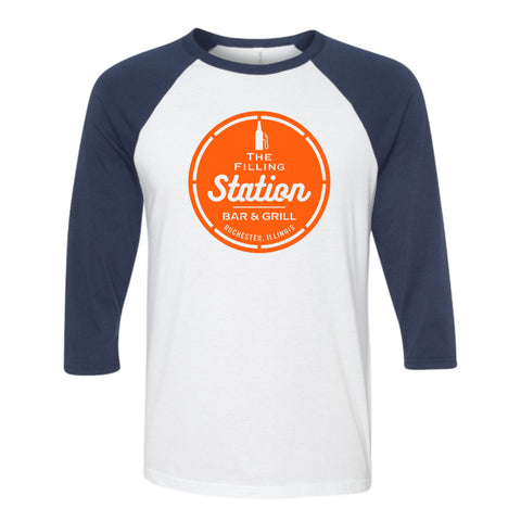 dBoldTees & DTF Transfers Filling Station Bella + Canvas Baseball T-Shirt SL - TS032 Adult Small / White/Navy