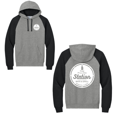 dBoldTees & DTF Transfers Filling Station Jerzees Baseball Hoodie DL - TS032 Adult Small / Gray/Black