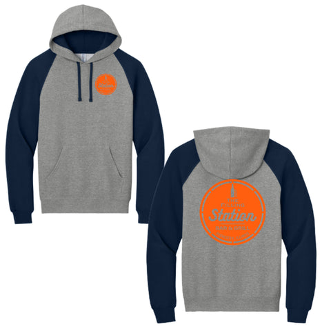 dBoldTees & DTF Transfers Filling Station Jerzees Baseball Hoodie DL - TS032 Adult Small / Gray/Navy