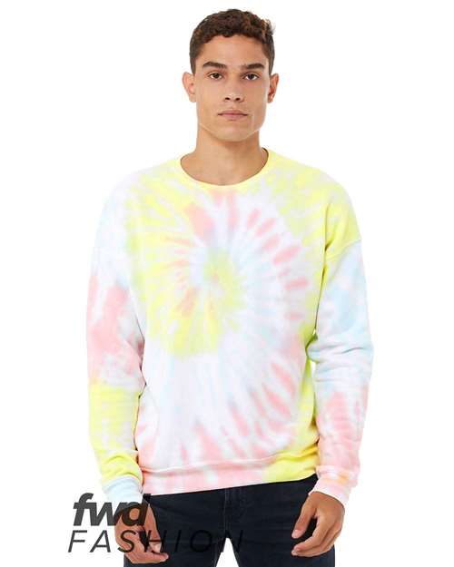 BELLA + CANVAS FWD Fashion Tie-Dyed Crewneck Sweatshirt Rainbow Pastel / S
