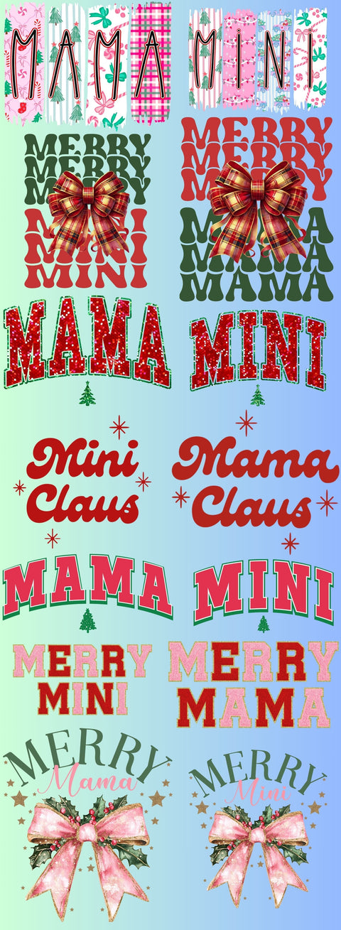 dBoldTees Gang Sheet Pre-Made 22'' x 60" Direct-to-Film Gang Sheet - Mama & Mini Christmas GSCH004