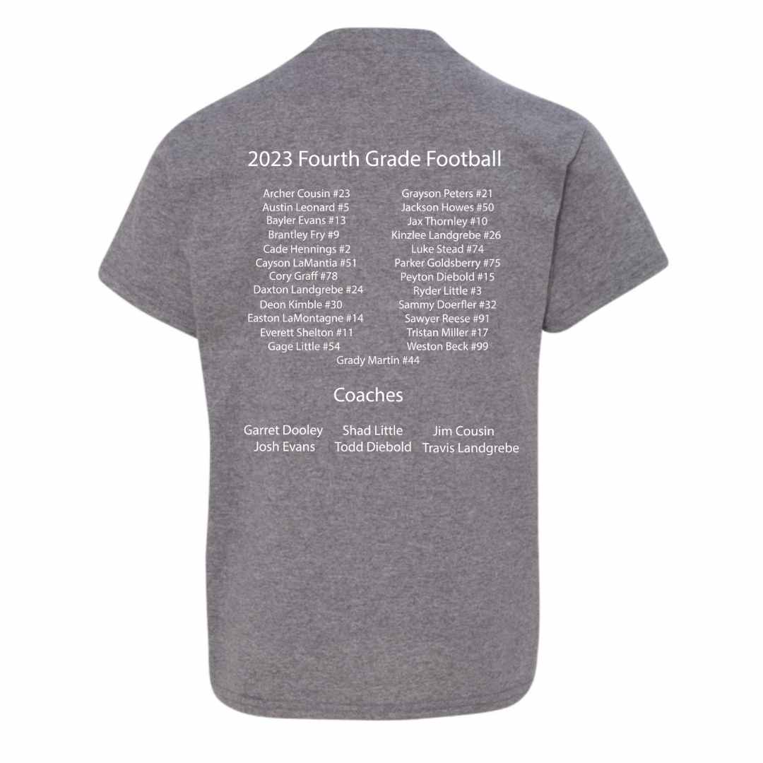 dBoldTees gidan graphite heather Rochester JFL 4th Grade Team T-Shirt