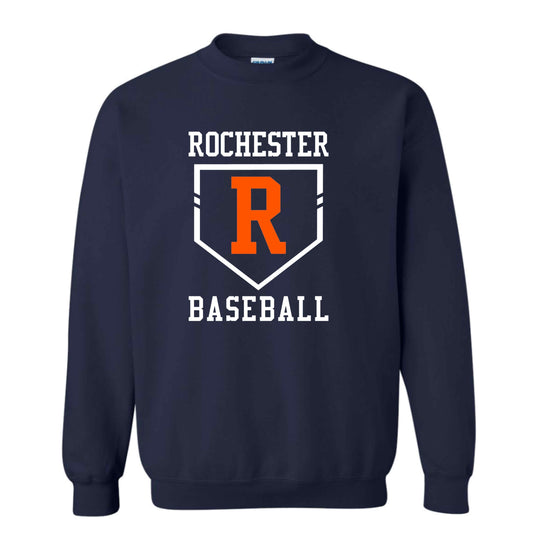 dBoldTees & DTF Transfers Gildan Heavy Cotton Crewneck Sweatshirt Rochester Baseball Logo - FR002 Adult Small / Navy