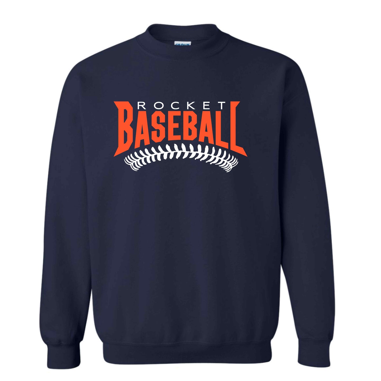 dBoldTees & DTF Transfers Gildan Heavy Cotton Crewneck Sweatshirt Rocket Baseball - FR002 Adult Small / Navy