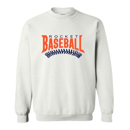 dBoldTees & DTF Transfers Gildan Heavy Cotton Crewneck Sweatshirt Rocket Baseball - FR002 Adult Small / White