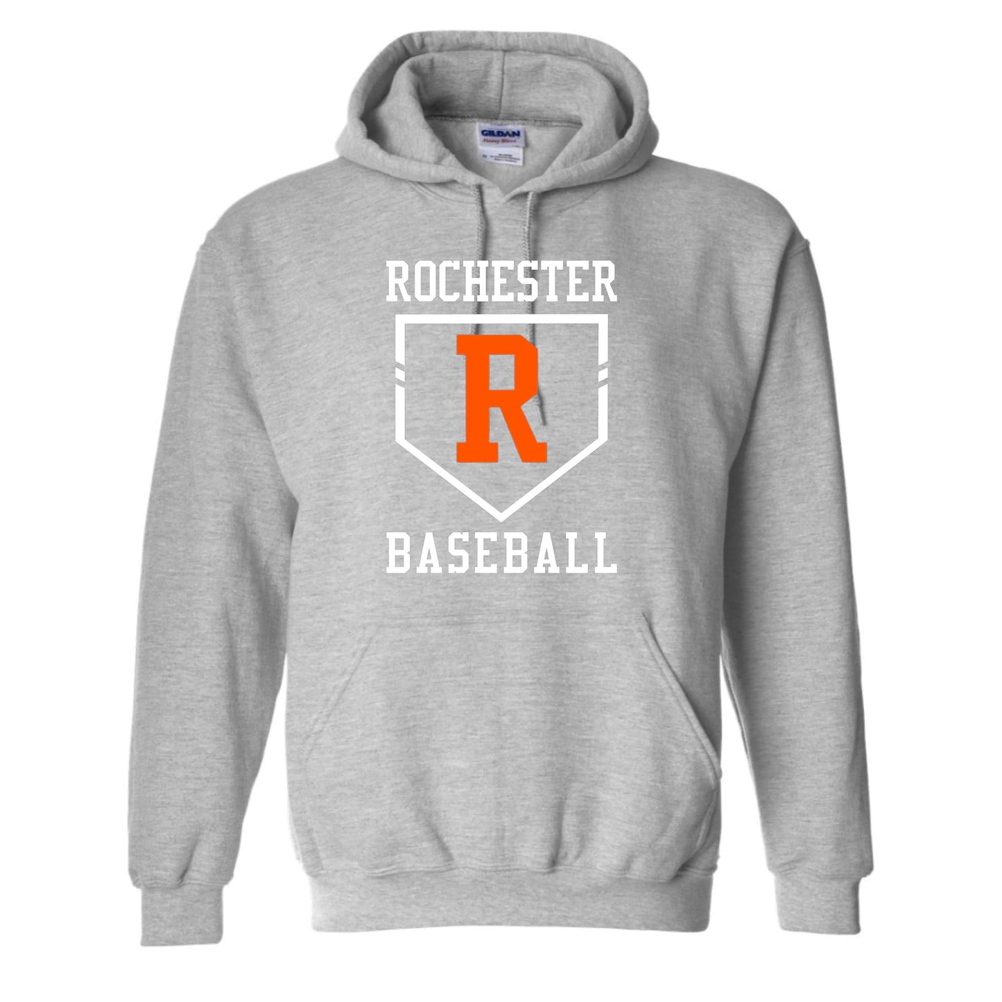 dBoldTees & DTF Transfers Gildan - Heavy Cotton™ Hooded Sweatshirt Rochester Baseball Logo - FR002 Adult Small / Grey