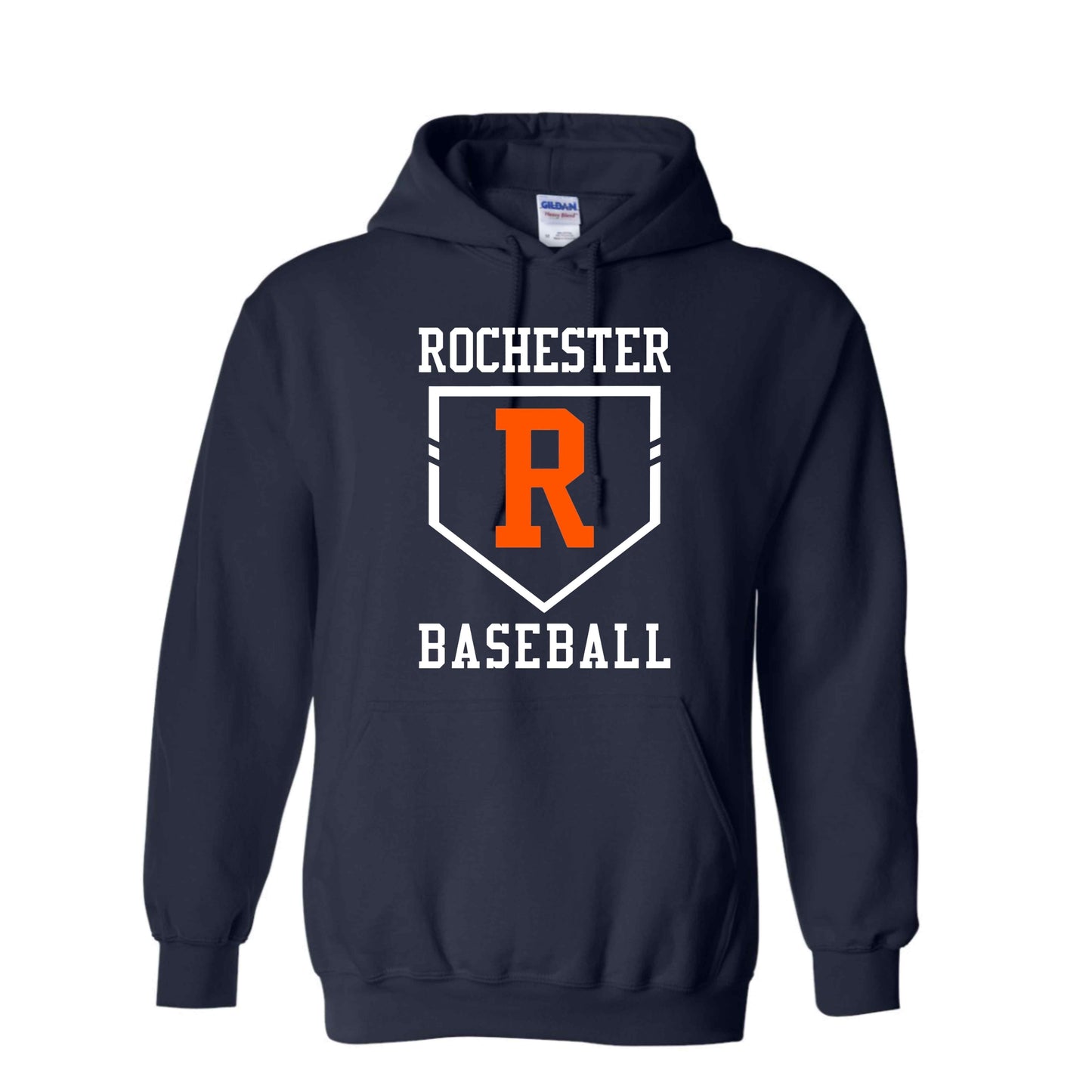 dBoldTees & DTF Transfers Gildan - Heavy Cotton™ Hooded Sweatshirt Rochester Baseball Logo - FR002 Adult Small / Navy