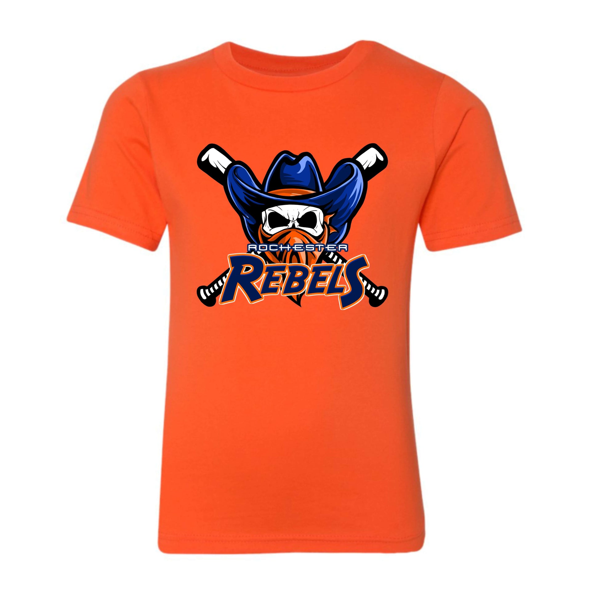 dBoldTees & DTF Transfers Gildan - Softstyle® Youth Midweight T-Shirt - Orange Rebels Logo Front