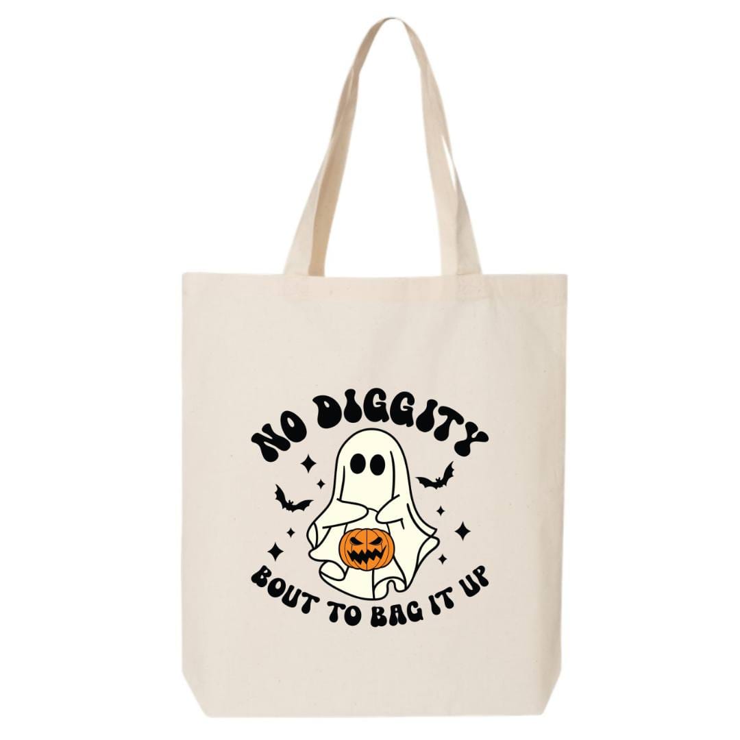 Q-Tees - 12L Economical Tote - QTBG Halloween Candy Tote Bag - Large Size 15" x 16" 7058 Cream