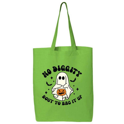 Q-Tees - 12L Economical Tote - QTBG Halloween Candy Tote Bag - Large Size 15" x 16" 7058 Green