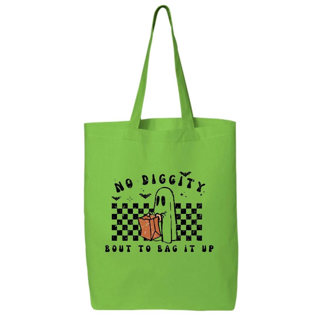 Q-Tees - 12L Economical Tote - QTBG Halloween Candy Tote Bag - Large Size 15" x 16" 7059 Green